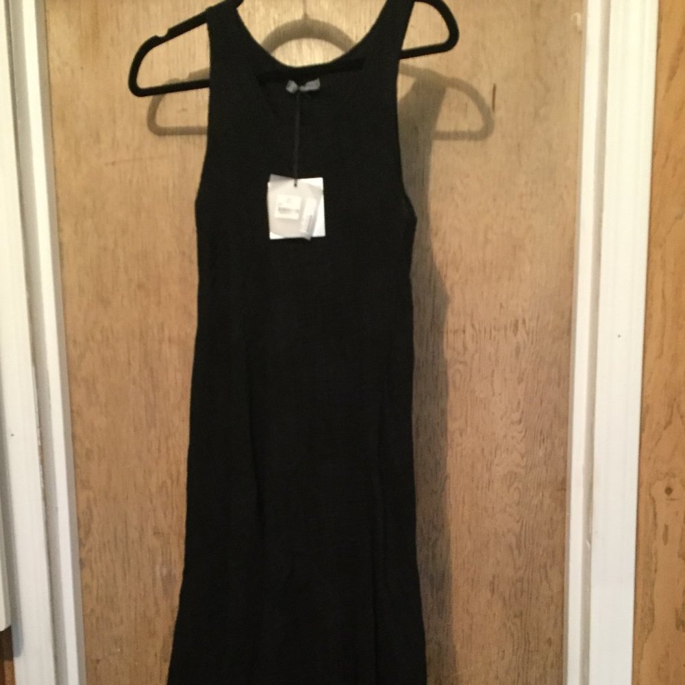 NWT  Angela Mara black midi dress witchy core textured size small cotton blend